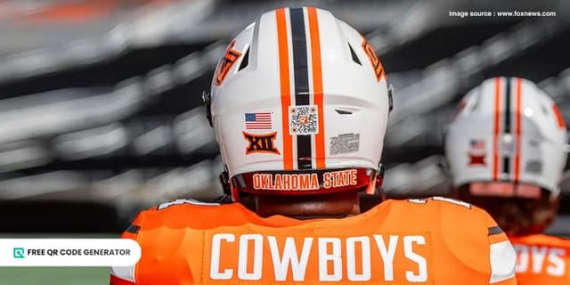 QR Code on Oklahoma State University Football Helmets